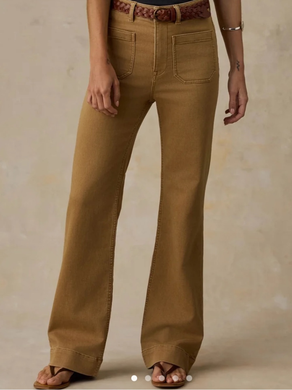 Faherty Women Stretch Terry PatchPocket Pant Elk Brown Size 27 NWT
